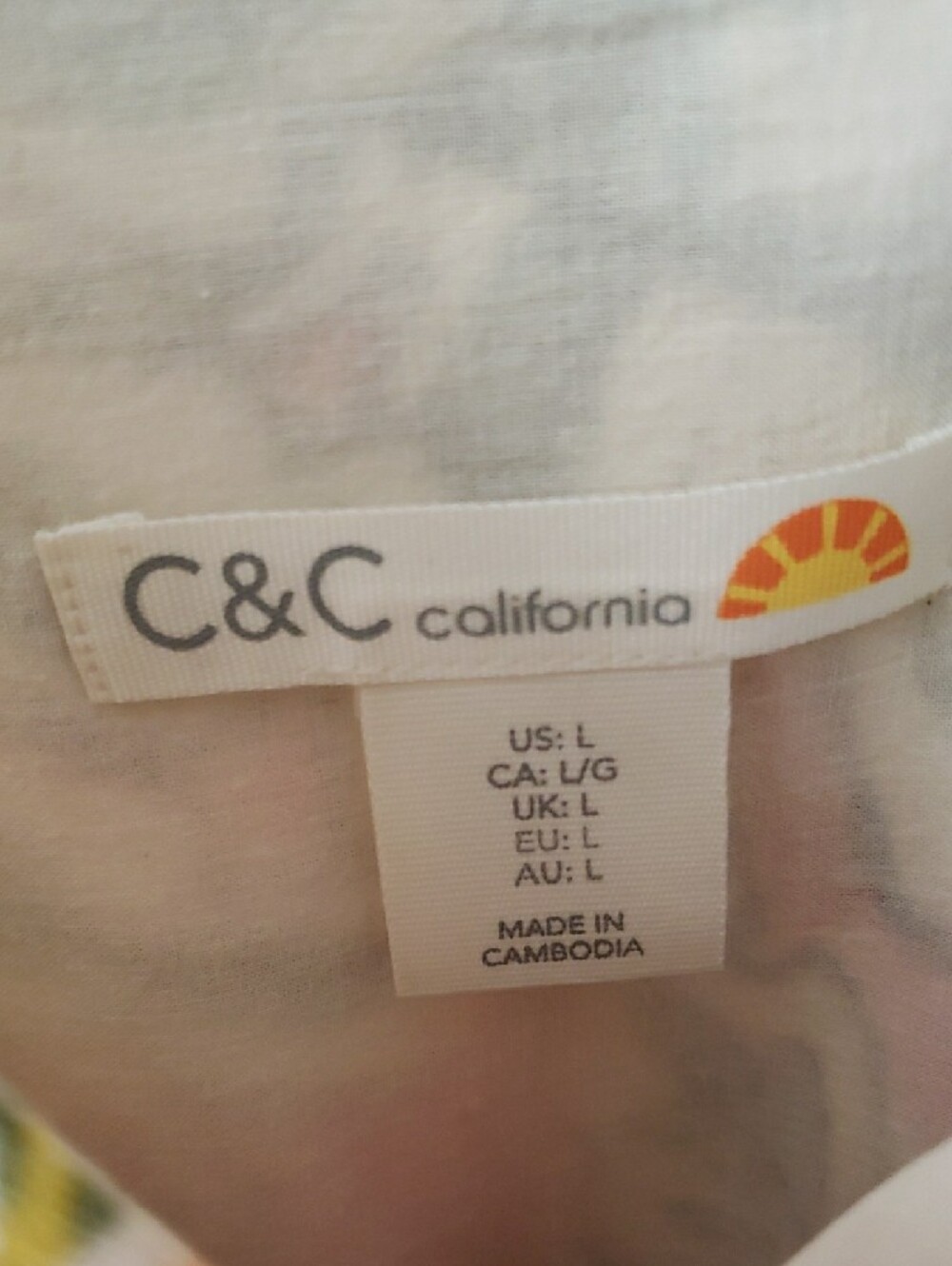 C&C California Pink & Orange Tropical Print Maxi Tiered Linen Blend Dress- L - Picture 5 of 13